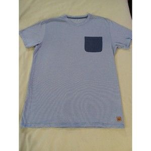 IQ Short Sleeve Pocket T Shirt Mens Size Medium Blue Striped Modal Blend